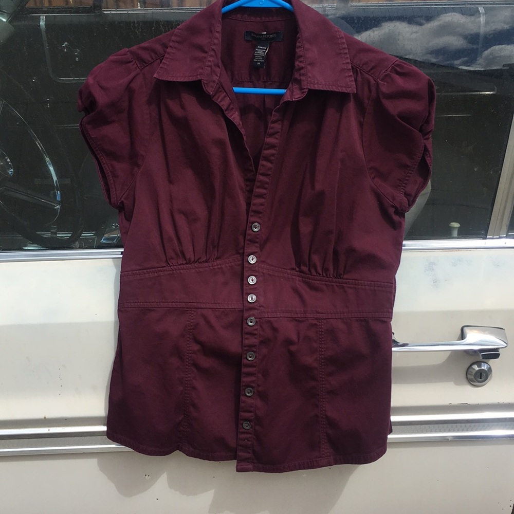 Banana Republic Deep Burgundy Button Down Shirt